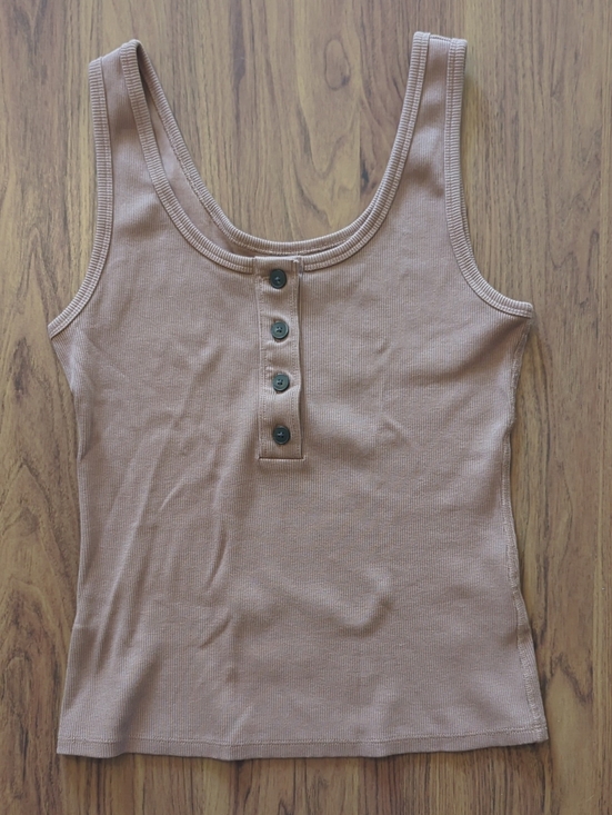 Everlane Tops - Ribbed Henley Tank Top, Medium